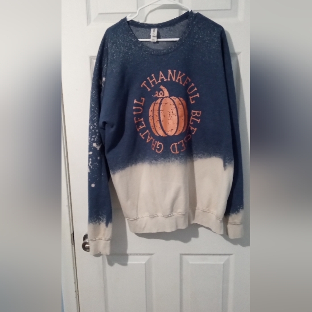 Tultex Blue and Cream Sweatshirt Casual Pullover